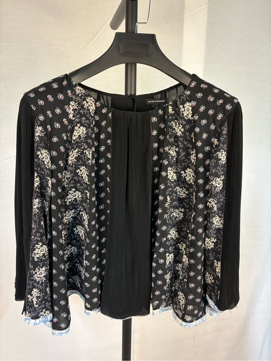 Club Monaco Tops - Club Monaco 100% Silk Accordion Pleat Mixed Print Tunic L